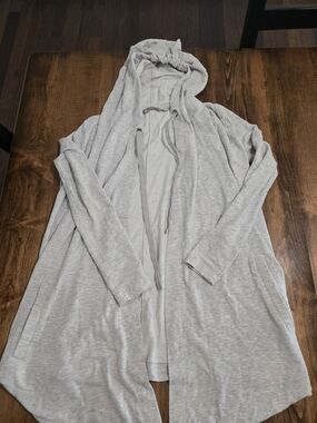 Athleta Light Gray Hooded Open-Front Women's Sweater Cardigan Oversized